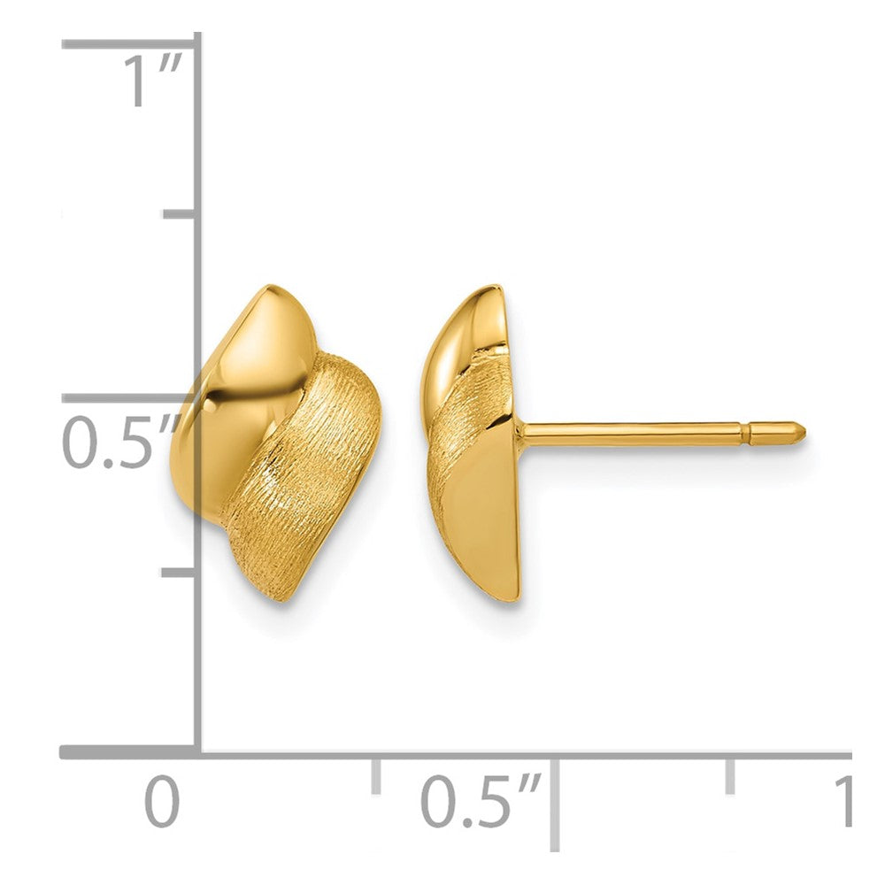 14K Polished and Brushed Fancy Post Earrings
