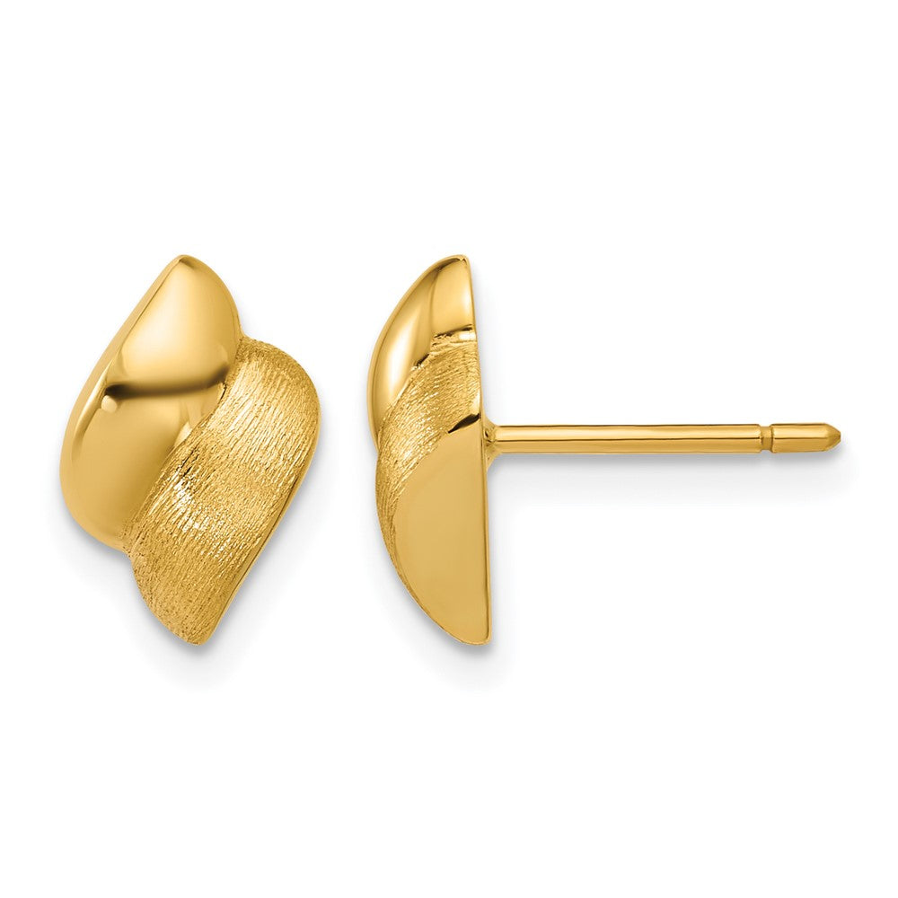 14K Polished and Brushed Fancy Post Earrings