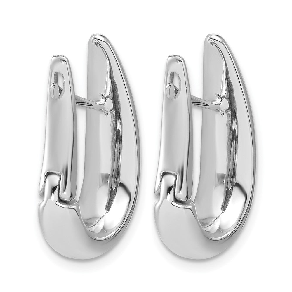 14K White Gold Polished Teardrop Hinged Hoop Earrings