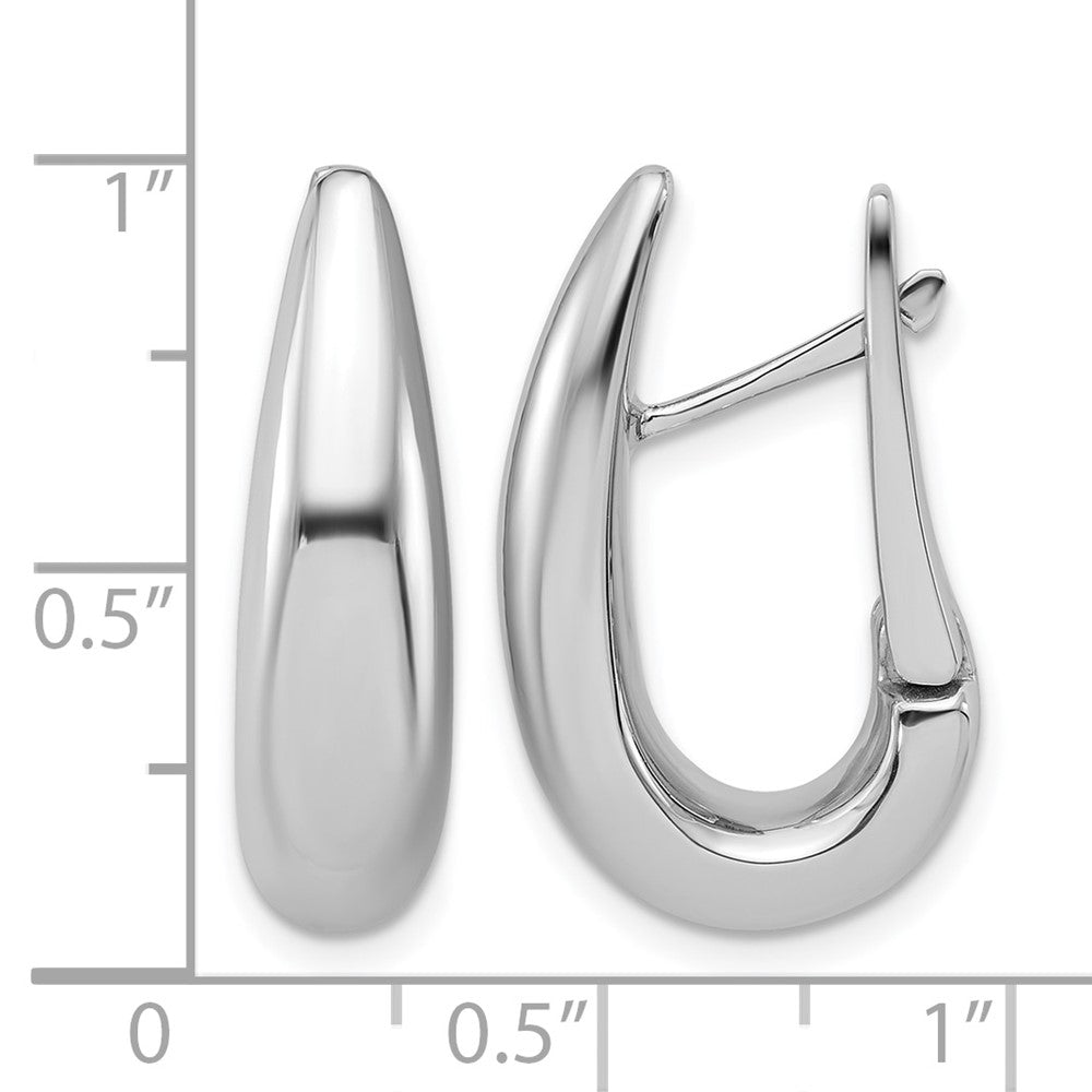 14K White Gold Polished Teardrop Hinged Hoop Earrings
