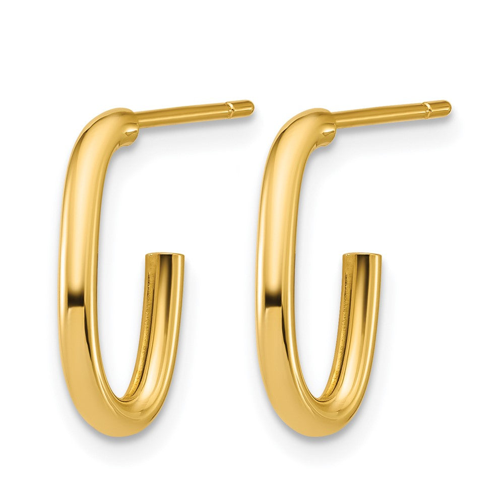 14K Polished 2.0mm Oval Post J-Hoop Earrings