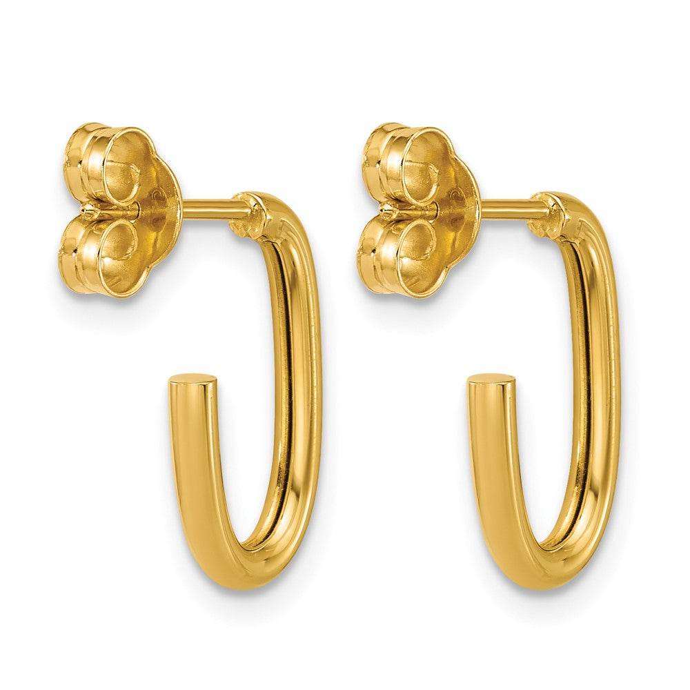 14K Polished 2.0mm Oval Post J-Hoop Earrings