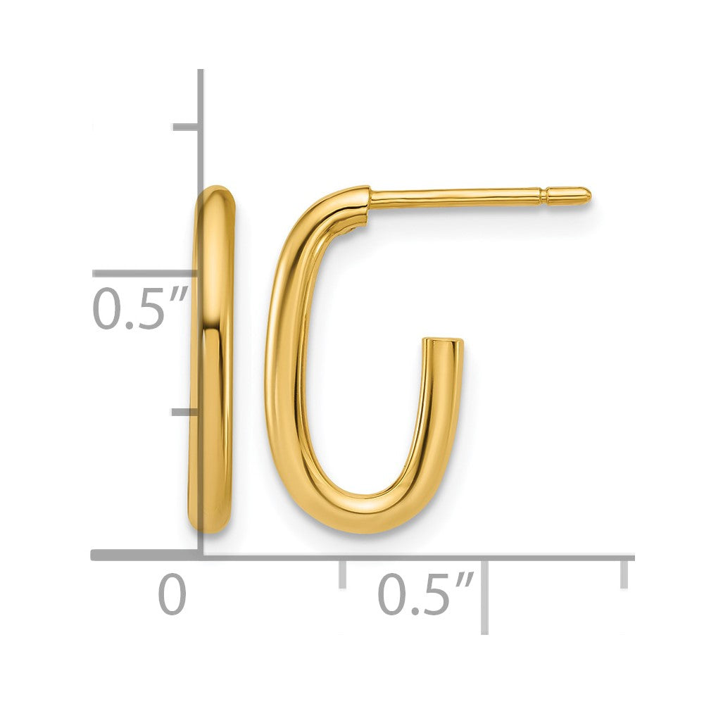 14K Polished 2.0mm Oval Post J-Hoop Earrings