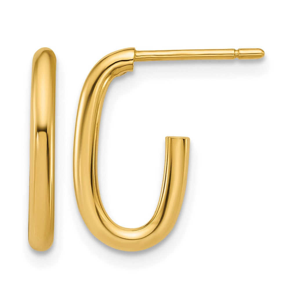 14K Polished 2.0mm Oval Post J-Hoop Earrings