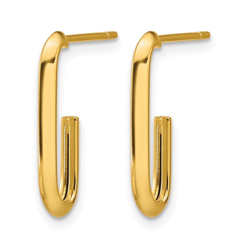 14K Polished Knife Edge Oval Post J-Hoop Earrings