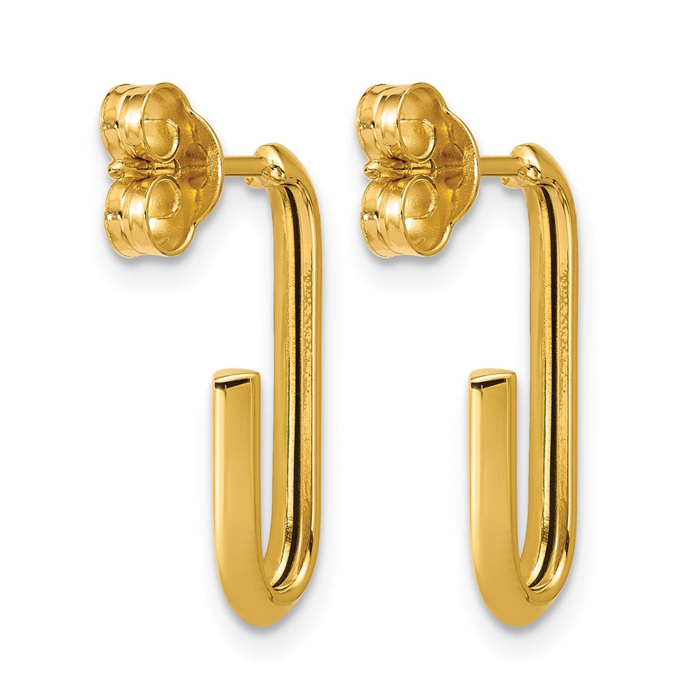 14K Polished Knife Edge Oval Post J-Hoop Earrings