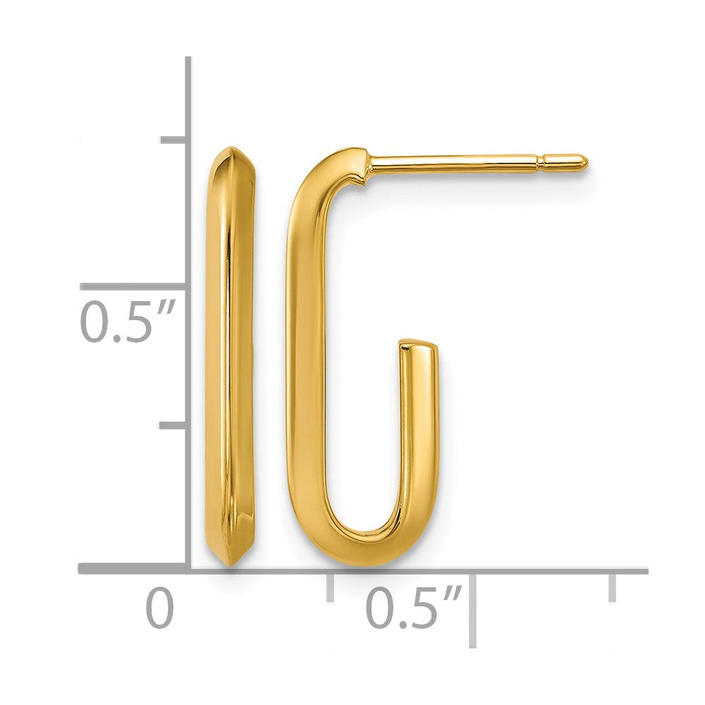 14K Polished Knife Edge Oval Post J-Hoop Earrings