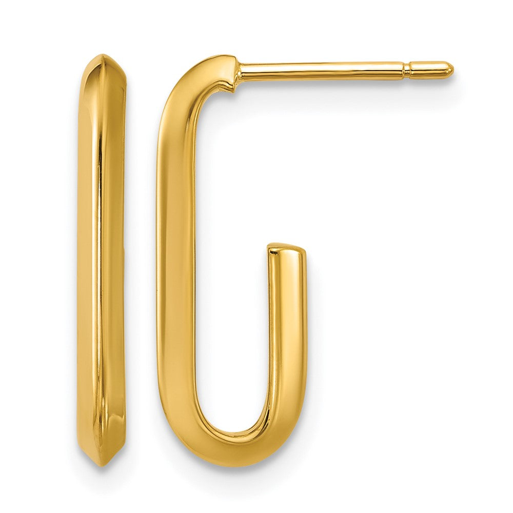 14K Polished Knife Edge Oval Post J-Hoop Earrings