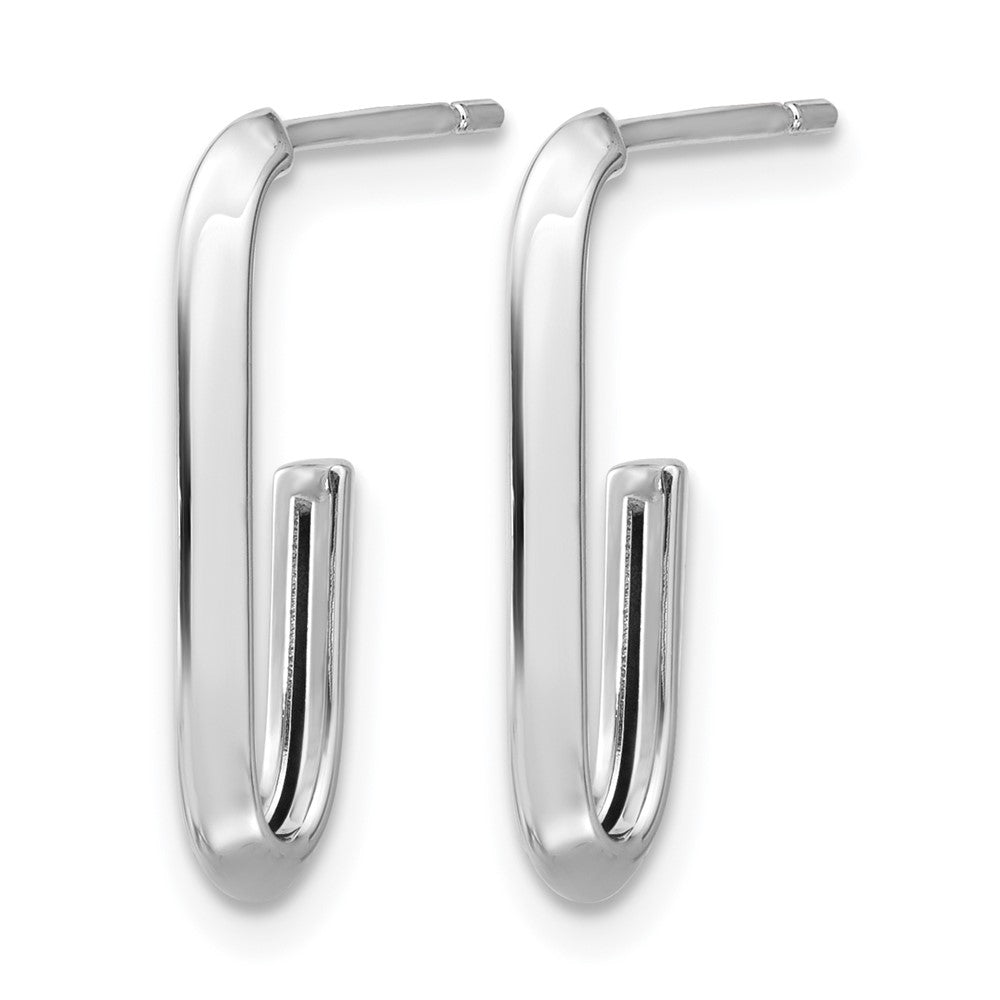 14KW Polished Knife Edge Oval Post J-Hoop Earrings
