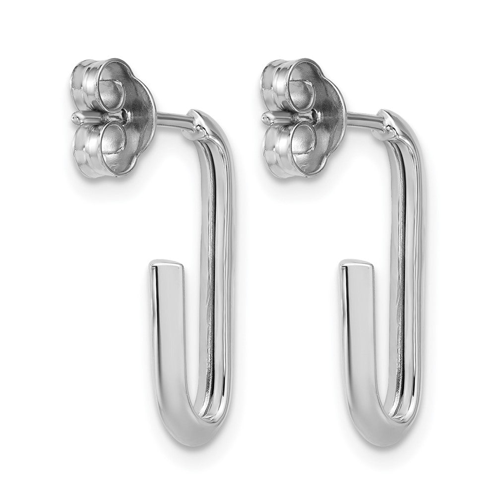 14KW Polished Knife Edge Oval Post J-Hoop Earrings