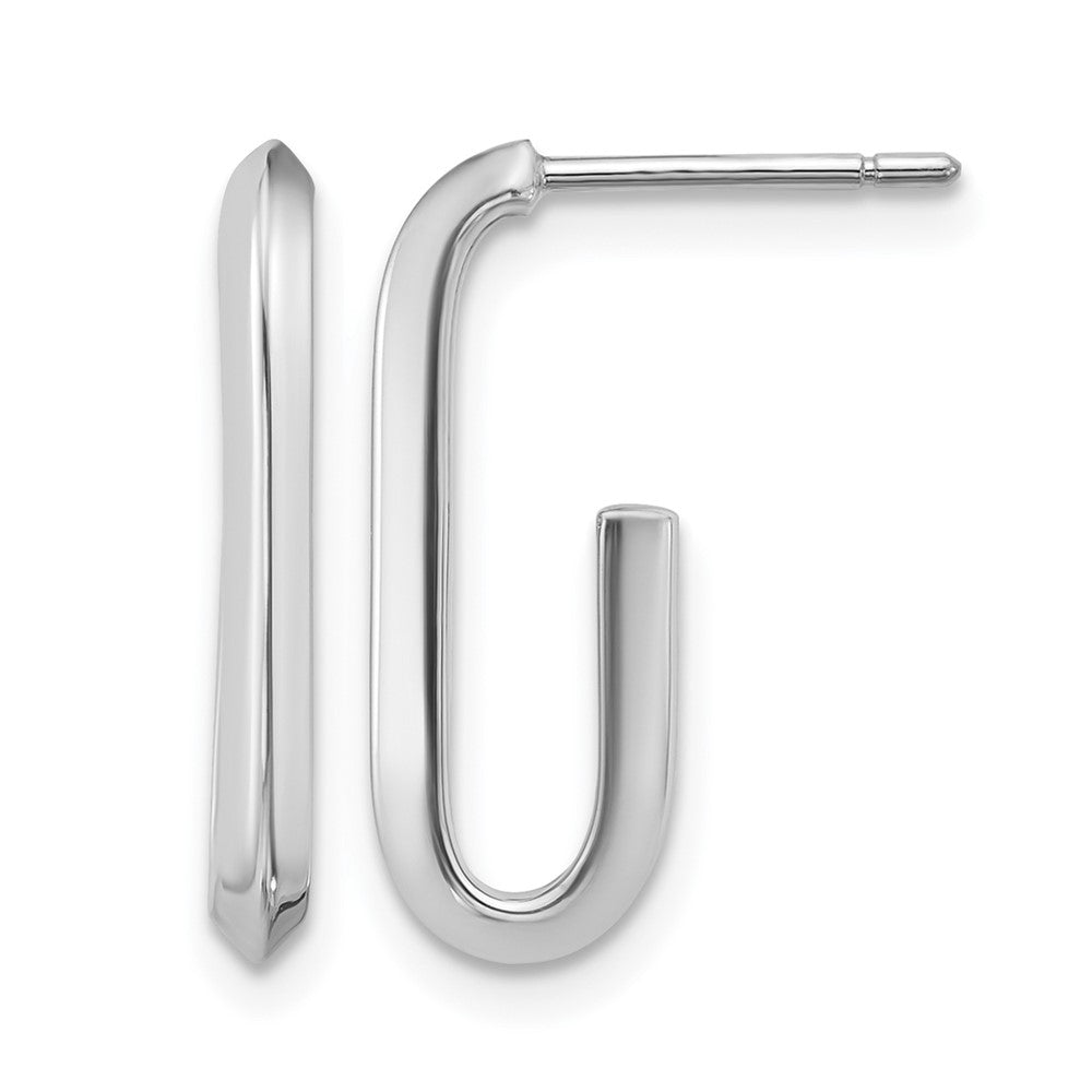 14KW Polished Knife Edge Oval Post J-Hoop Earrings