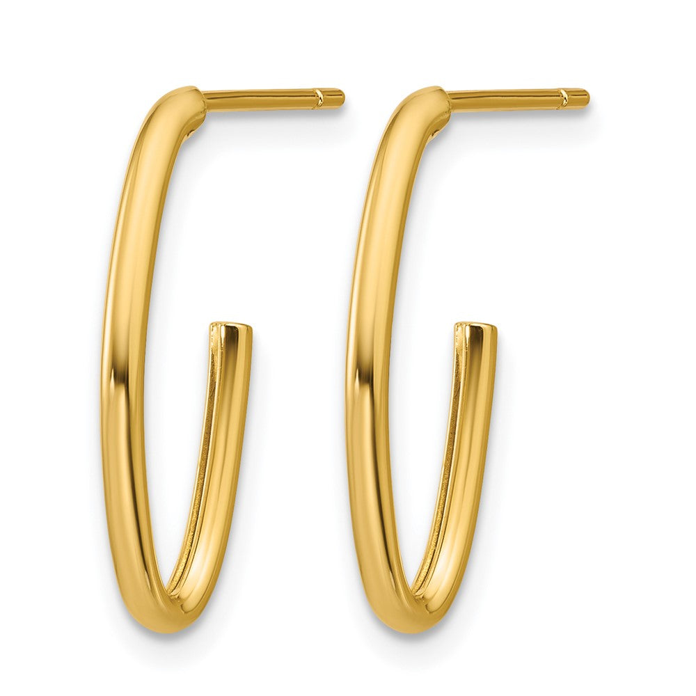 14K Polished 1.8mm Oval Post J-Hoop Earrings