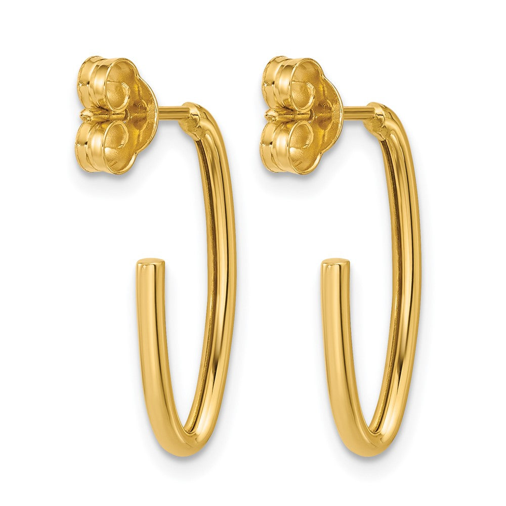 14K Polished 1.8mm Oval Post J-Hoop Earrings
