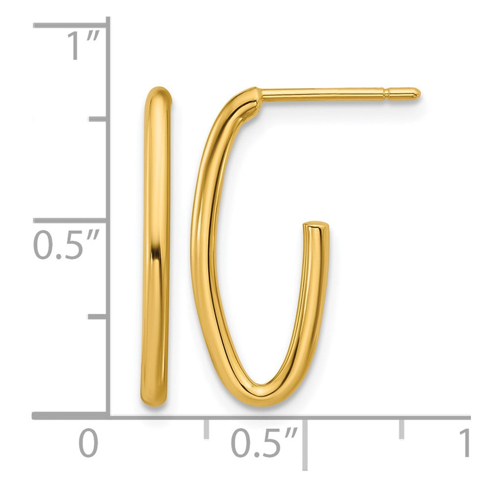 14K Polished 1.8mm Oval Post J-Hoop Earrings