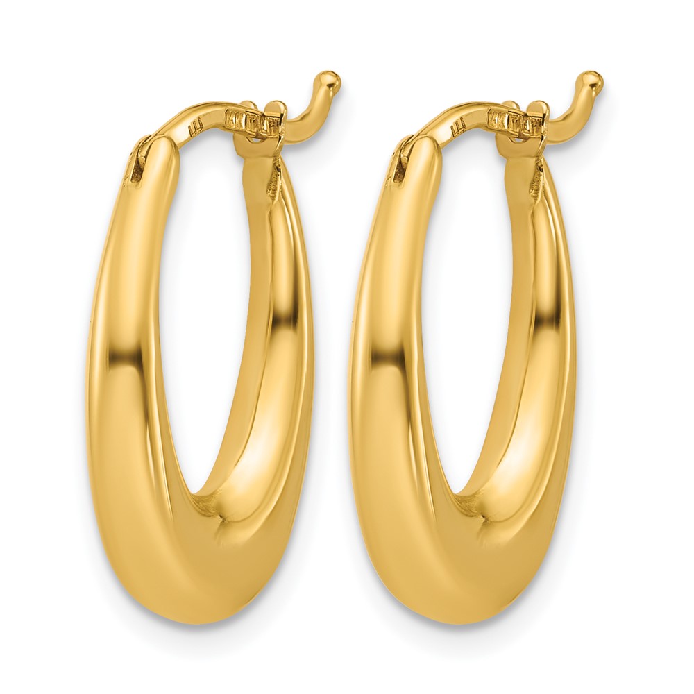 14K Polished Tapered Oval Hoop Earrings