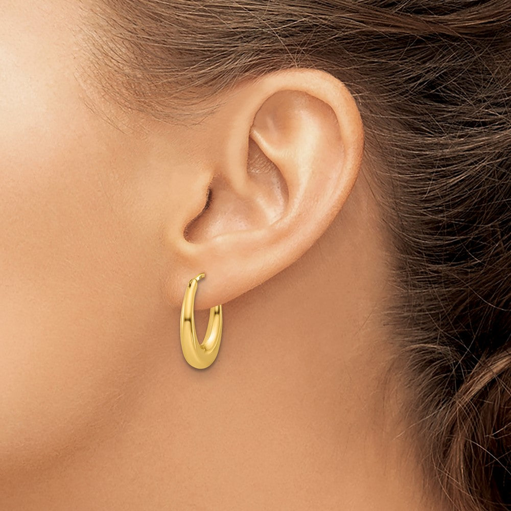 14K Polished Tapered Oval Hoop Earrings