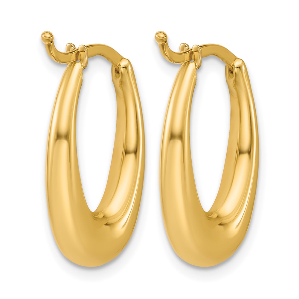 14K Polished Tapered Oval Hoop Earrings