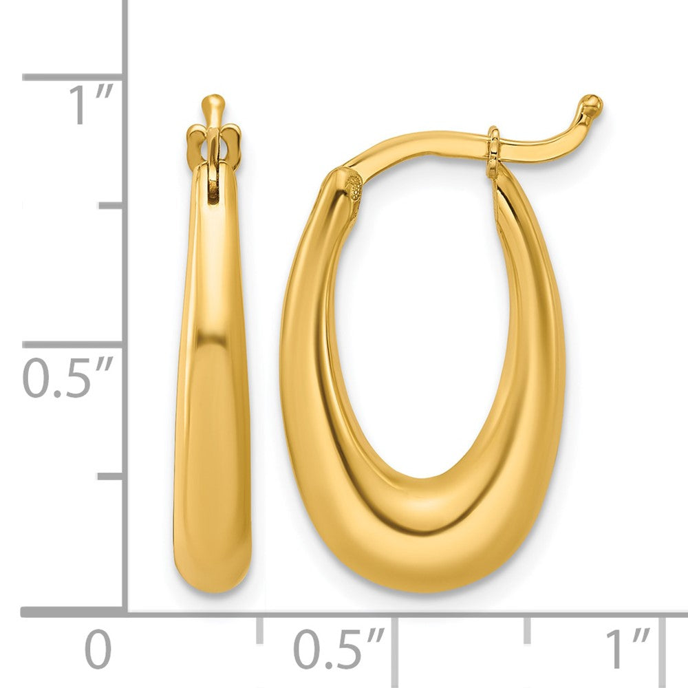 14K Polished Tapered Oval Hoop Earrings