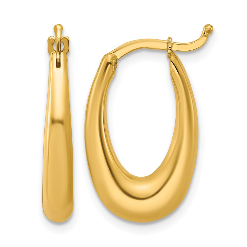 14K Polished Tapered Oval Hoop Earrings