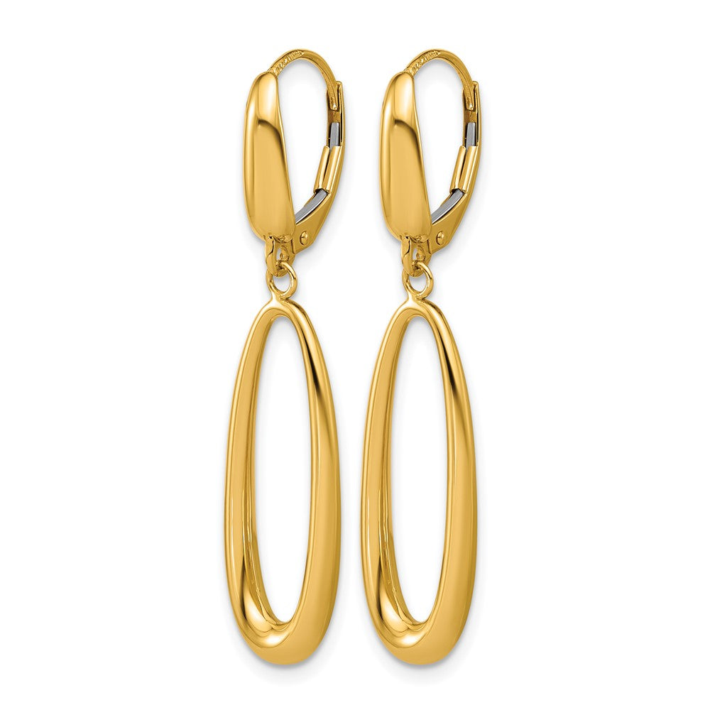 14K Polished Tapered Oval Leverback Dangle Earrings
