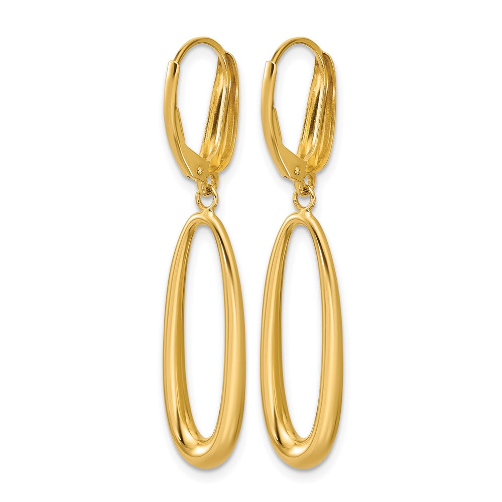 14K Polished Tapered Oval Leverback Dangle Earrings