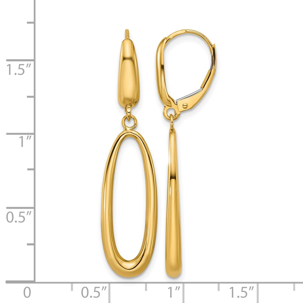 14K Polished Tapered Oval Leverback Dangle Earrings
