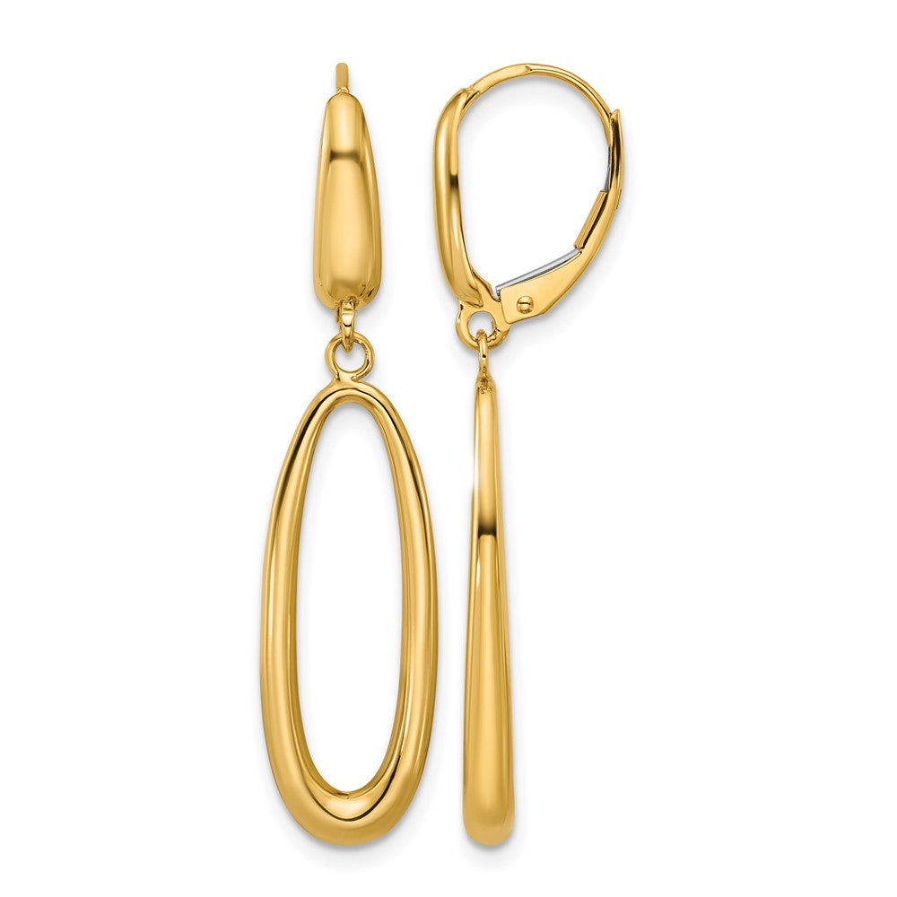 14K Polished Tapered Oval Leverback Dangle Earrings
