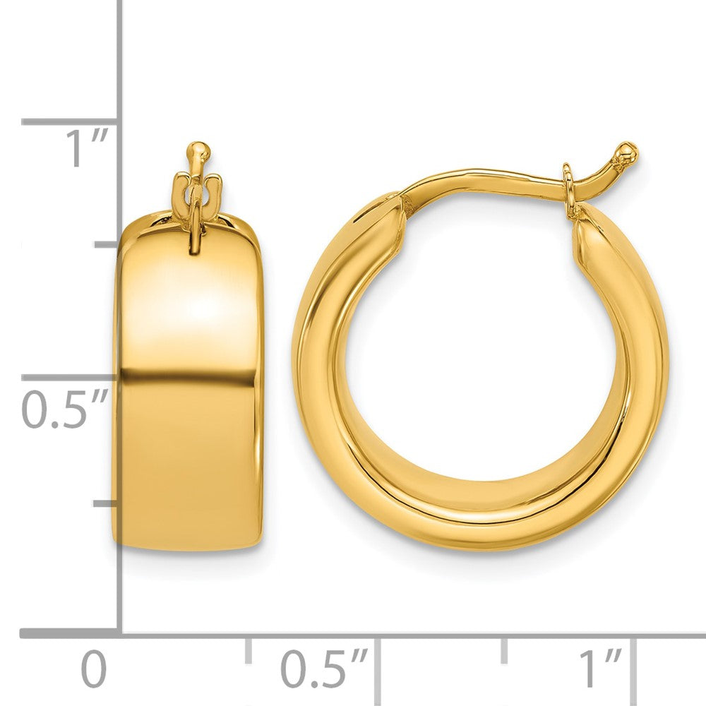14K Polished 7.7mm Round Hoop Earrings