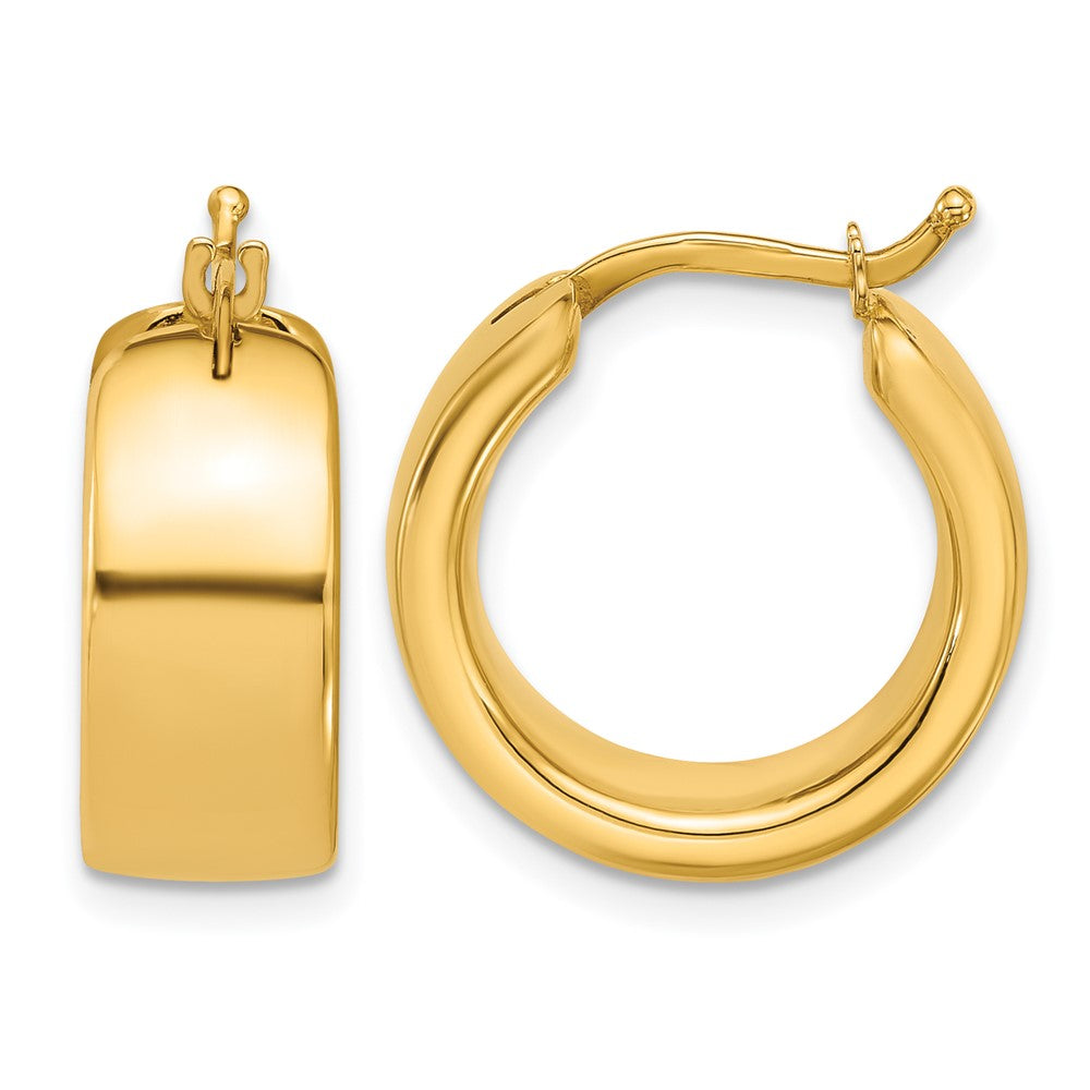 14K Polished 7.7mm Round Hoop Earrings