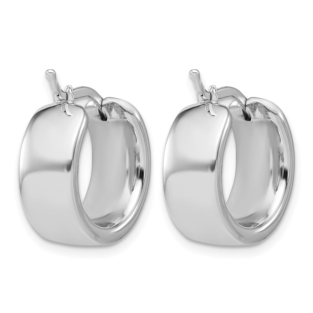 14K White Gold Polished 7.7mm Round Hoop Earrings