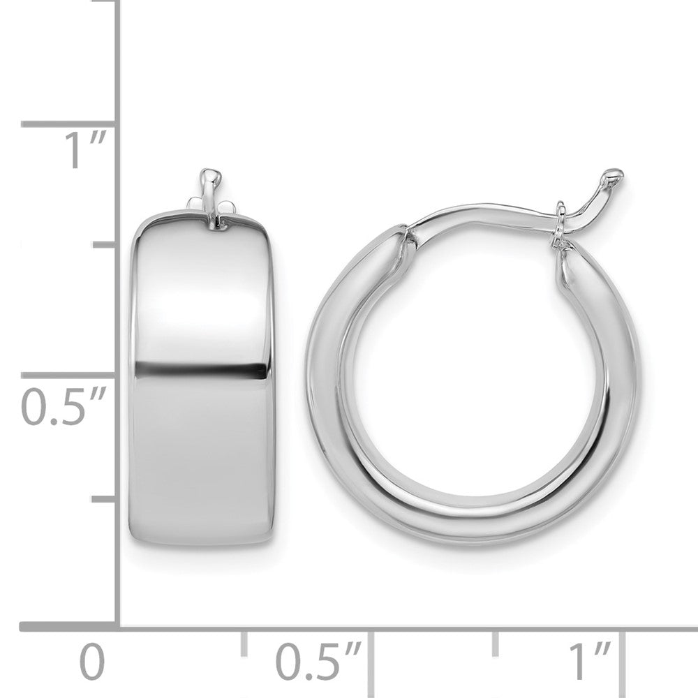 14K White Gold Polished 7.7mm Round Hoop Earrings