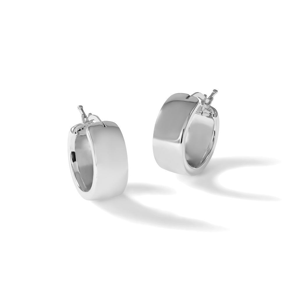 14K White Gold Polished 7.7mm Round Hoop Earrings