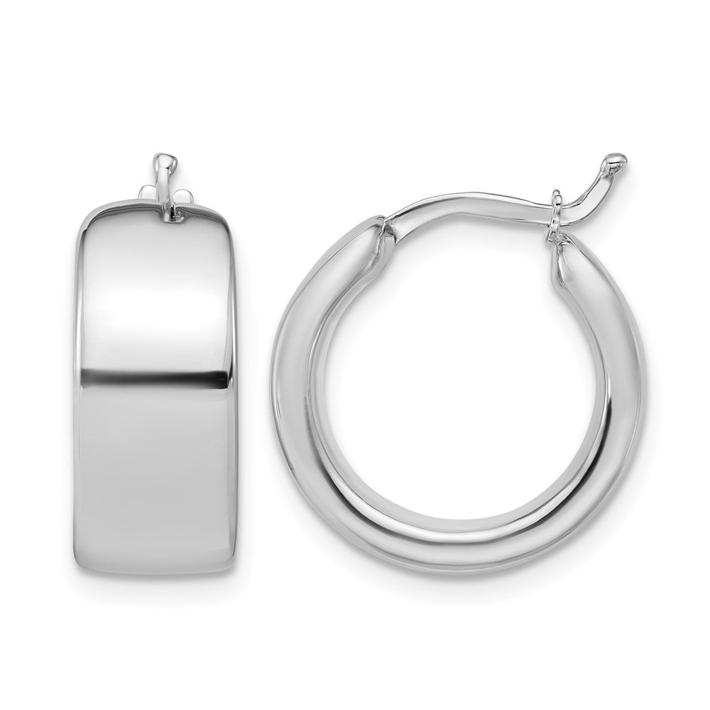 14K White Gold Polished 7.7mm Round Hoop Earrings