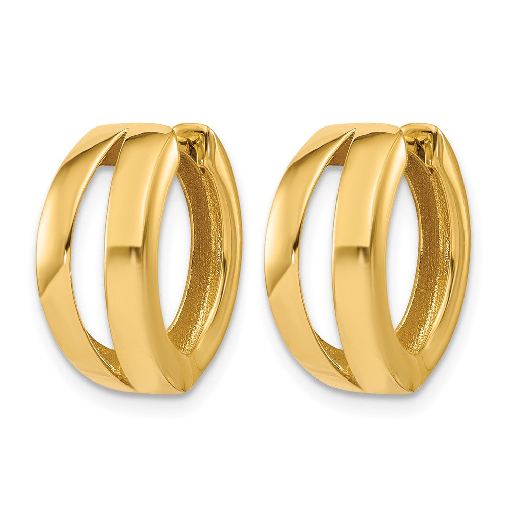 14K Polished Fancy Tapered Hinged Round Hoop Earrings