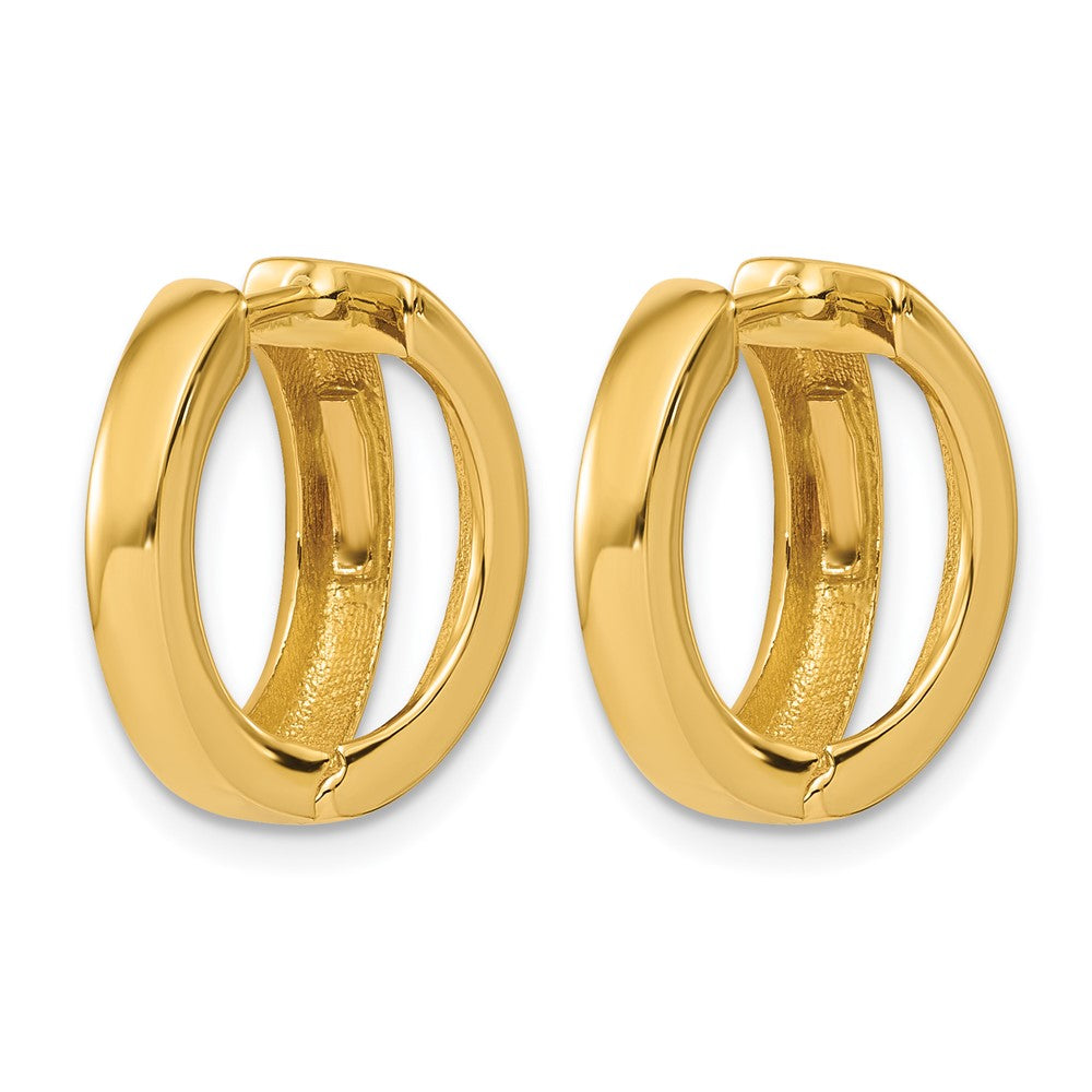 14K Polished Fancy Tapered Hinged Round Hoop Earrings