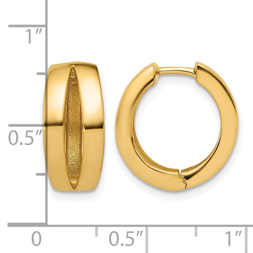 14K Polished Fancy Tapered Hinged Round Hoop Earrings