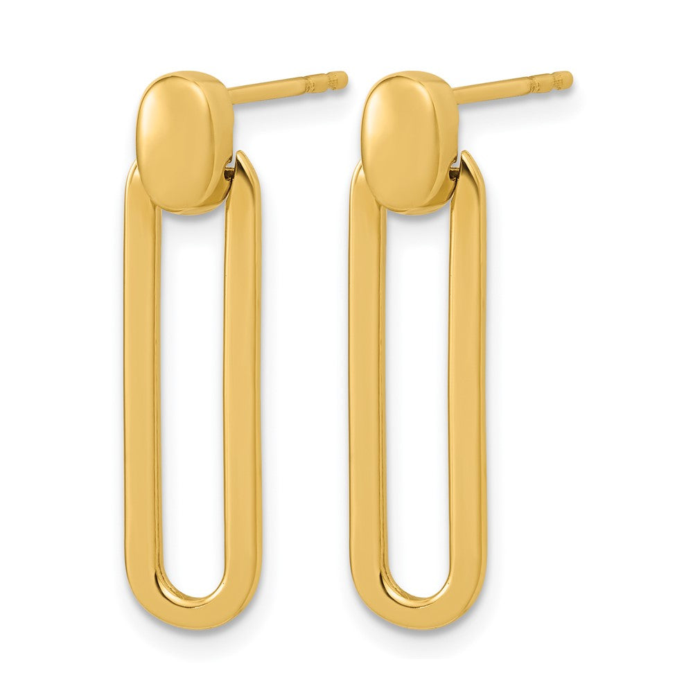14K Polished Link Dangle Post Earrings