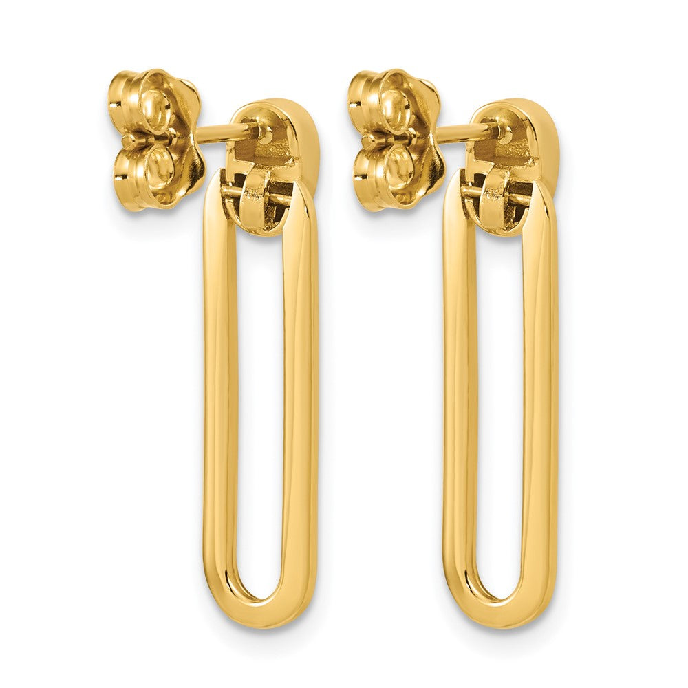 14K Polished Link Dangle Post Earrings