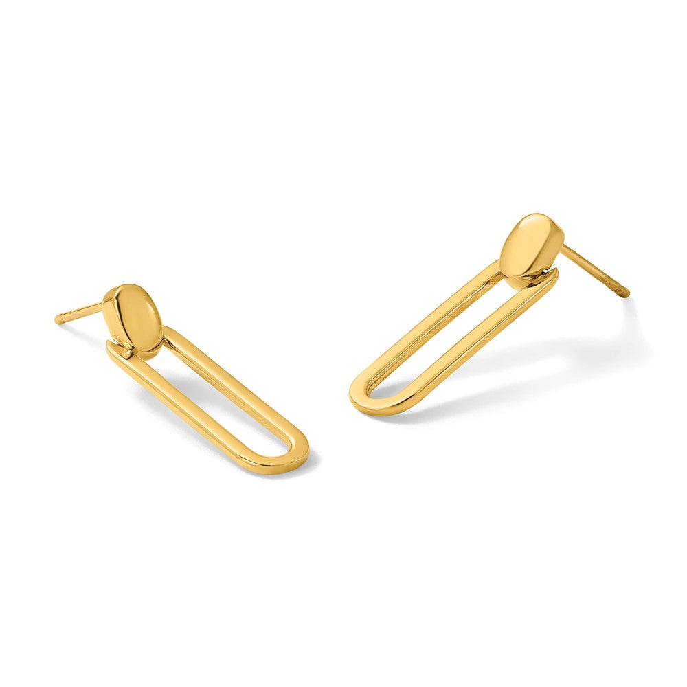 14K Polished Link Dangle Post Earrings
