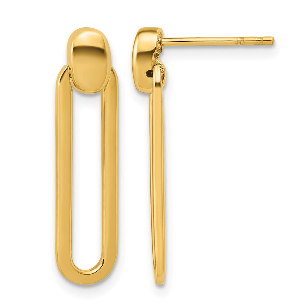 14K Polished Link Dangle Post Earrings