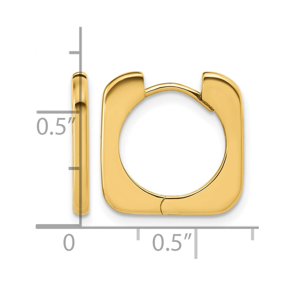 14K Polished Square Hinged Hoop Earrings