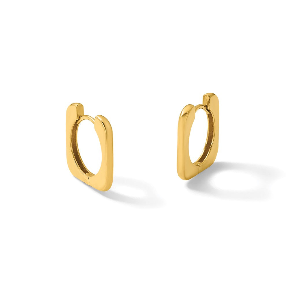 14K Polished Square Hinged Hoop Earrings