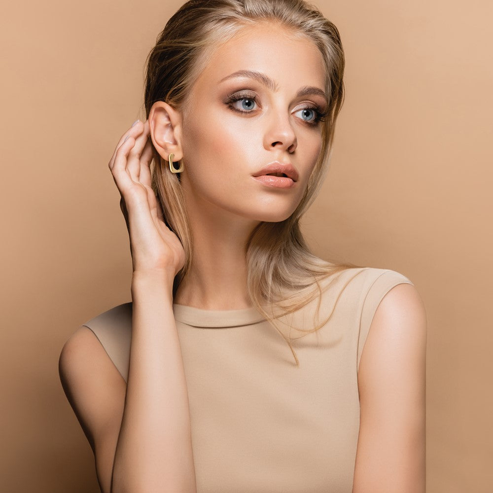 14K Polished Square Hinged Hoop Earrings