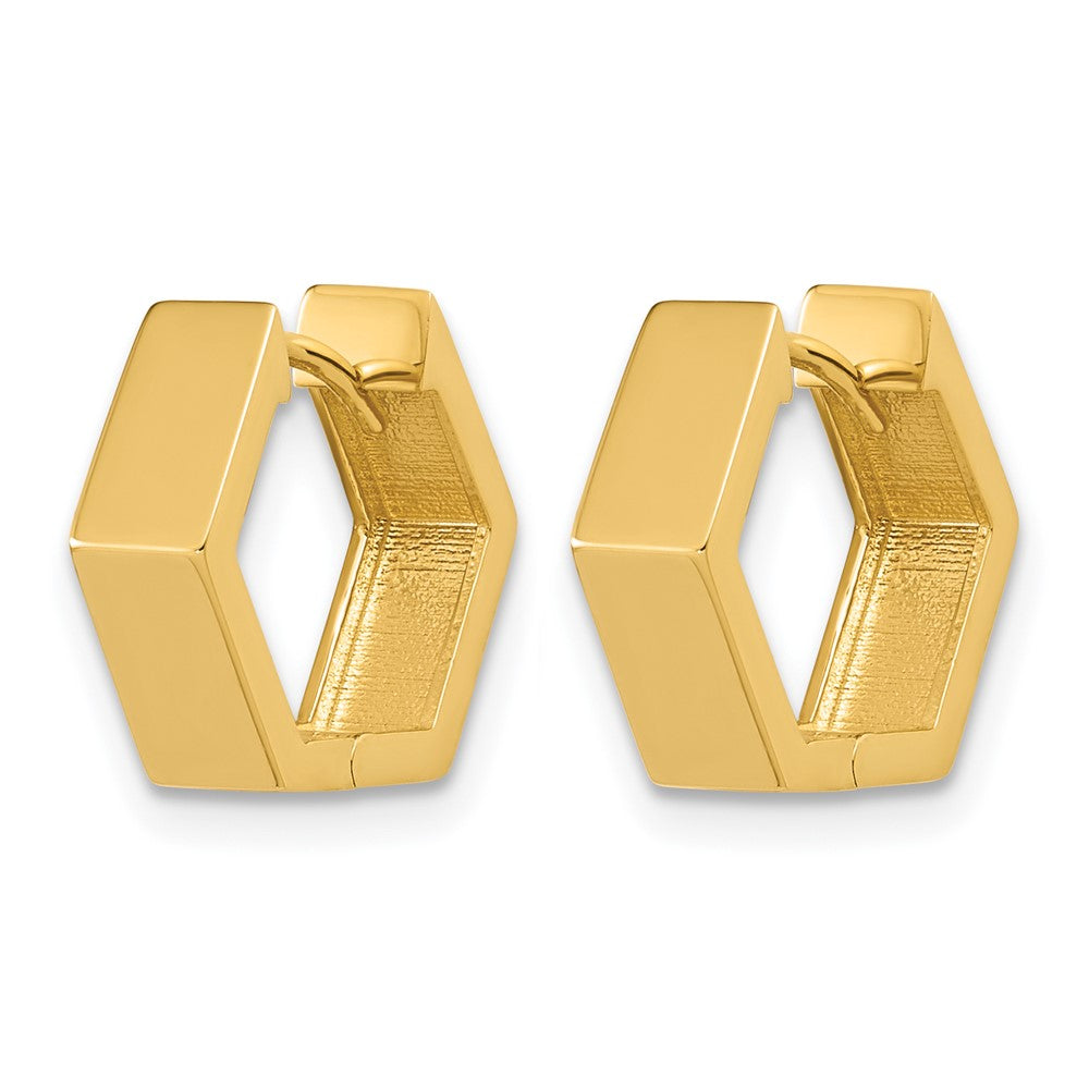 14K Polished Hexagon Hinged Hoop Earrings