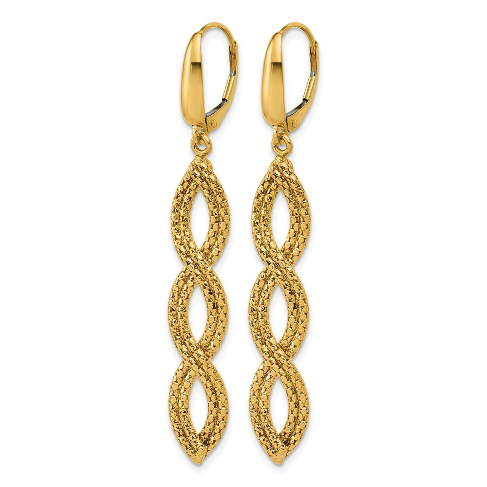 14K Polished Fancy Woven Dangle Leverback Earrings