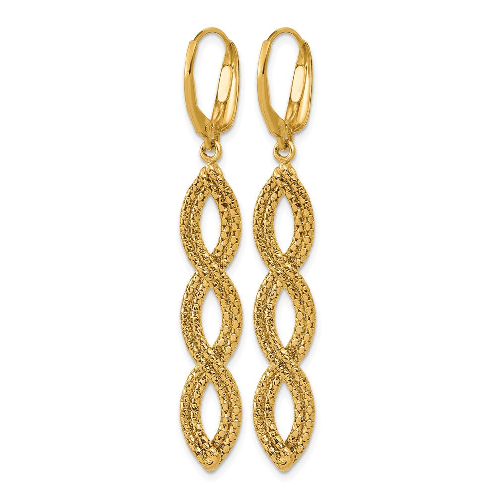 14K Polished Fancy Woven Dangle Leverback Earrings
