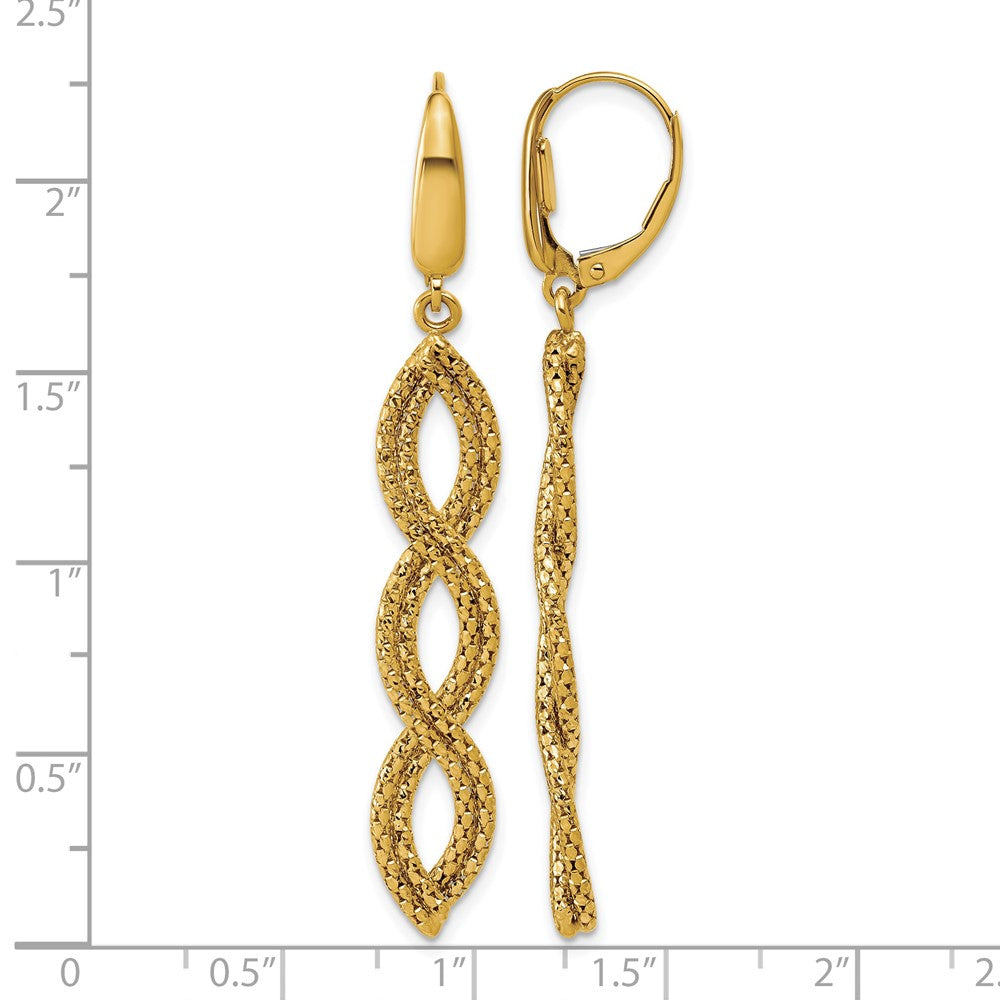 14K Polished Fancy Woven Dangle Leverback Earrings