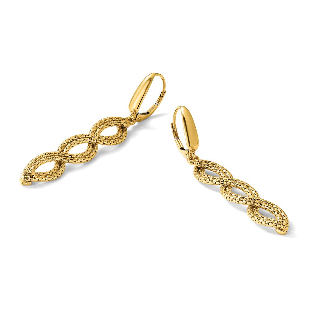 14K Polished Fancy Woven Dangle Leverback Earrings