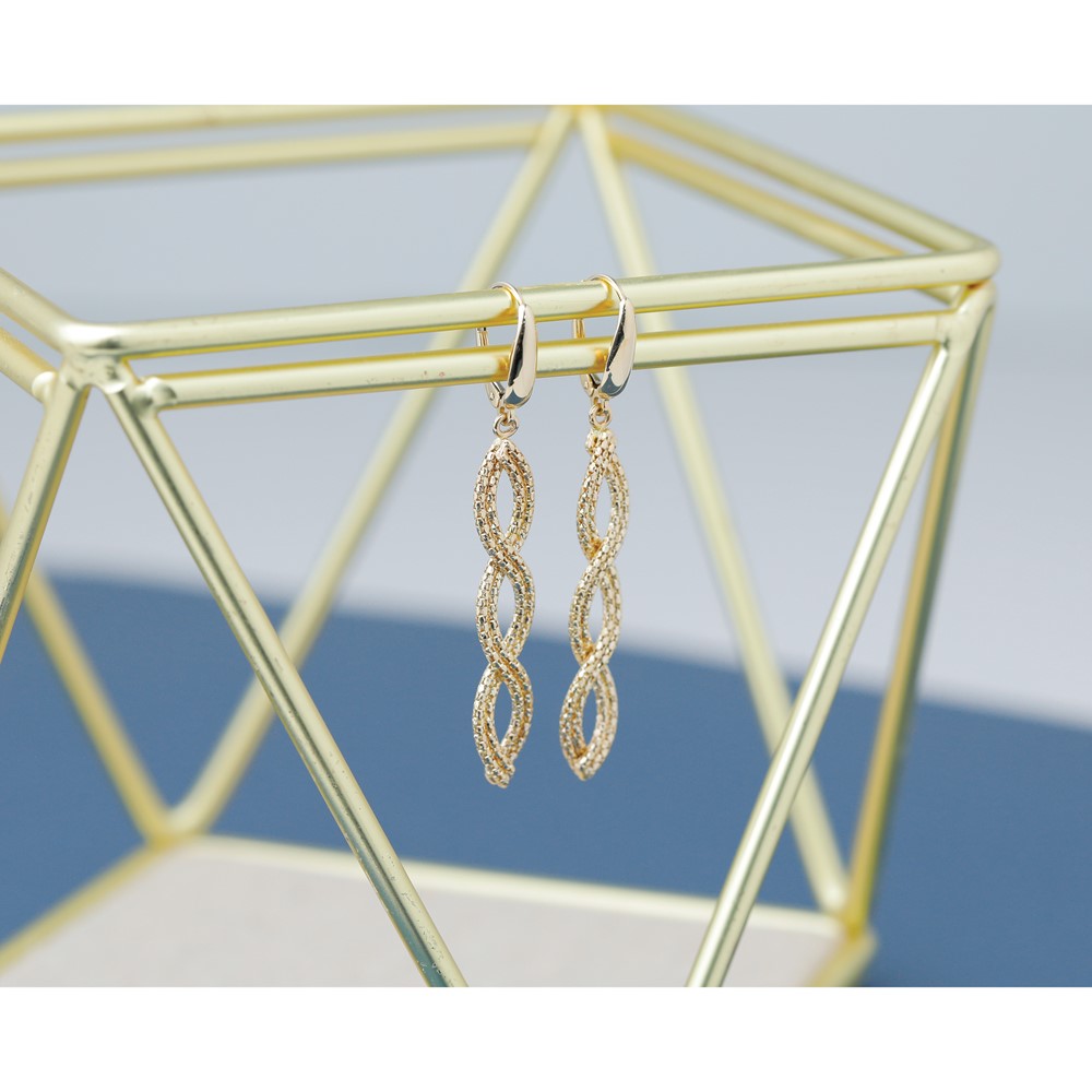 14K Polished Fancy Woven Dangle Leverback Earrings