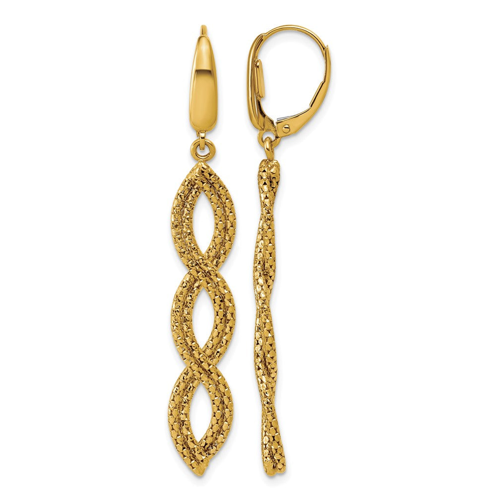 14K Polished Fancy Woven Dangle Leverback Earrings